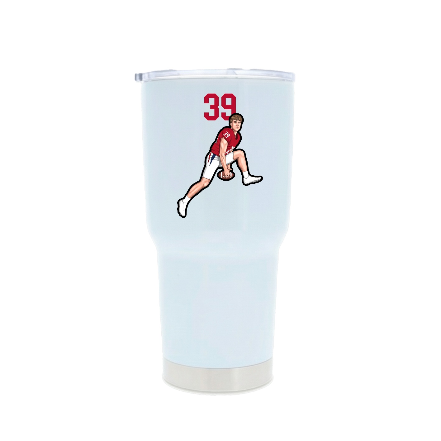 30oz Stainless Steel Tumbler — Number Top in White
