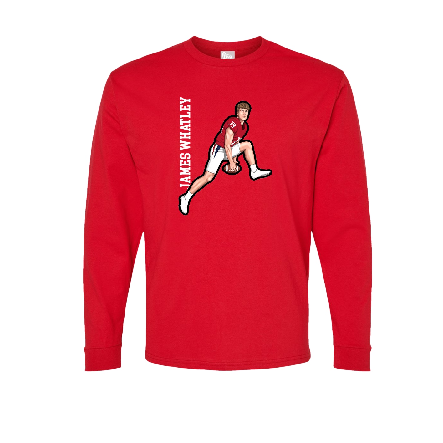 Long Sleeve Tee — Name Vertical in Red