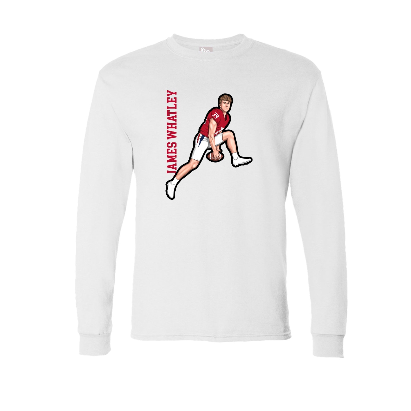 Long Sleeve Tee — Name Vertical in White