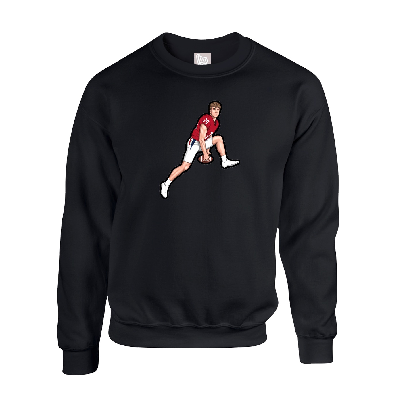 Fleece Crew — Name Vertical in Black