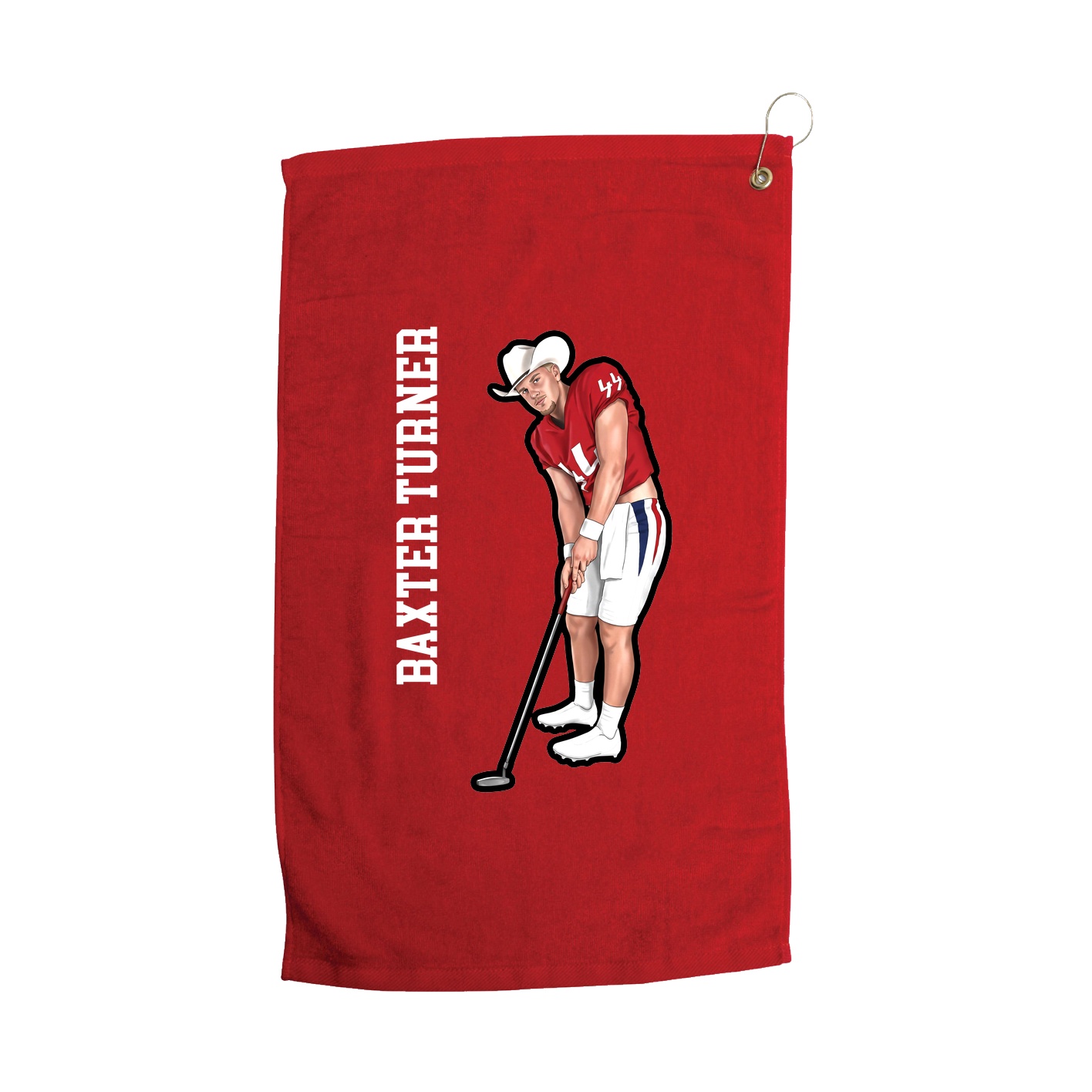 Golf Towel — Name Vertical in Red