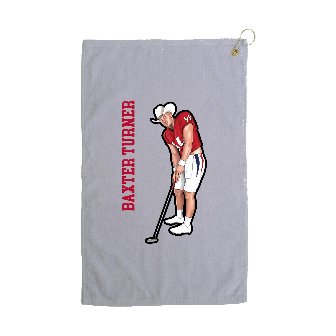 Golf Towel — Name Vertical in Grey
