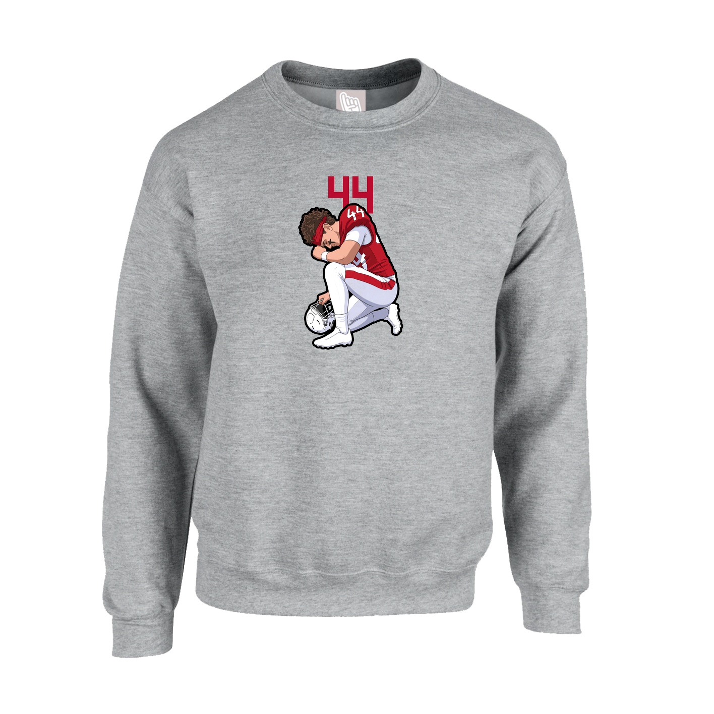 Fleece Crew — Number Top in Grey