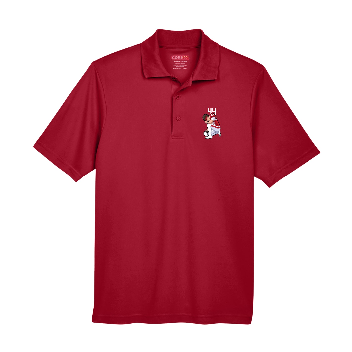 Performance Polo — Number Top in Red