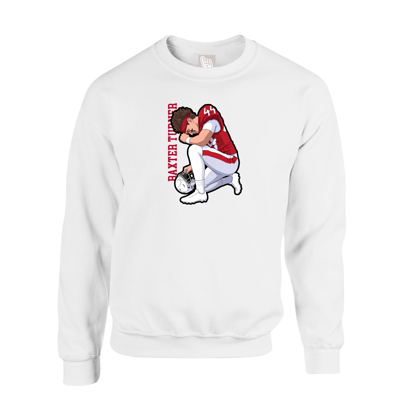 Fleece Crew — Name Vertical in White