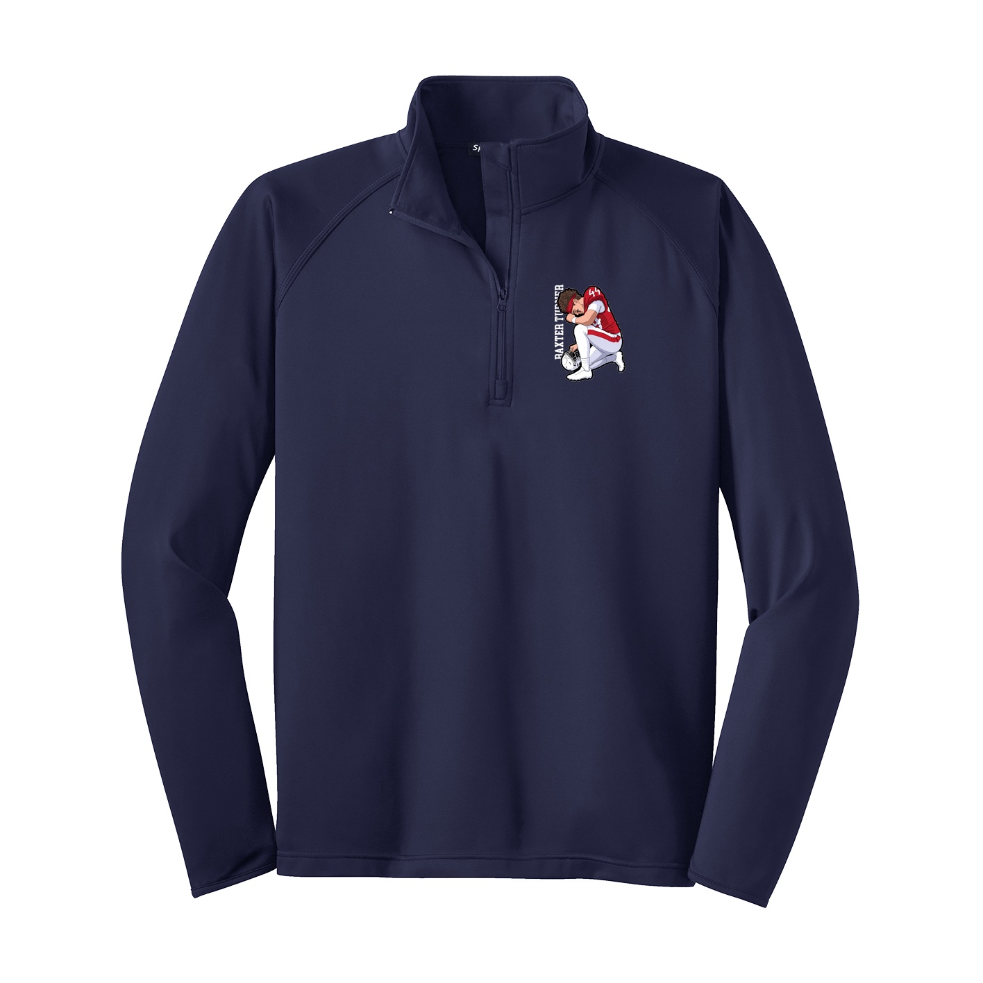 Q-Zip Pullover — Name Vertical in Navy
