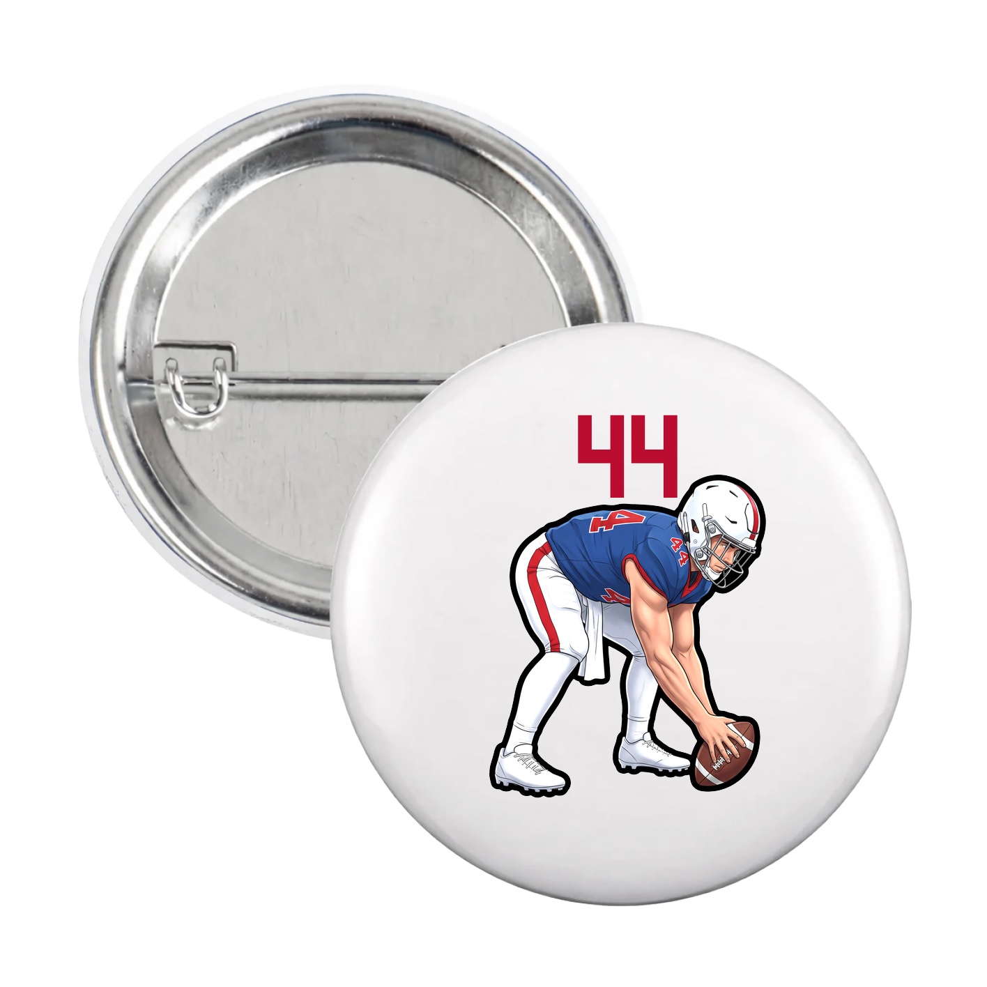 Game Day Button — Number Top in White