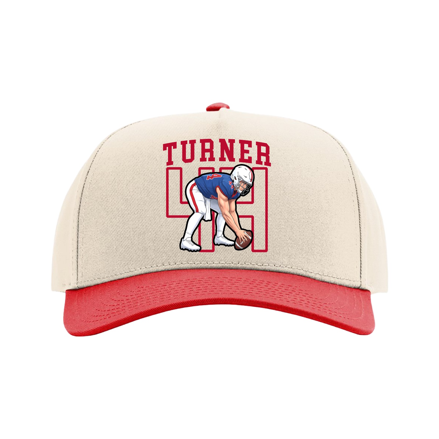 Full Fabric Five-Panel Champ Cap — Shirsey in Cream/Red