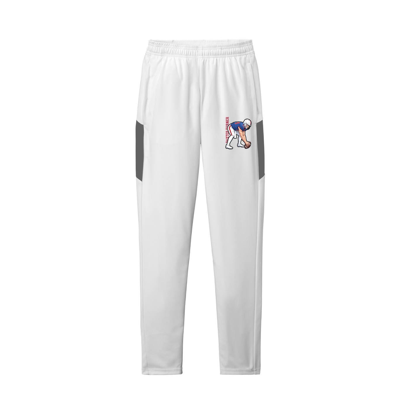 Team Travel Pant — Name Vertical in White/Grey