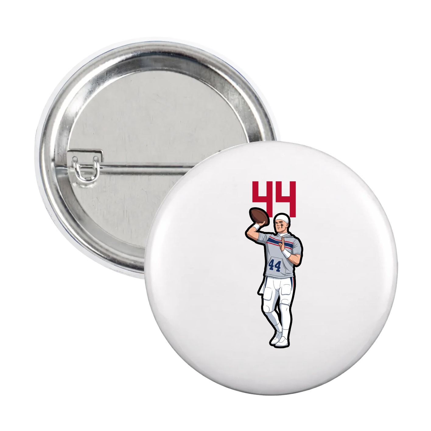 Game Day Button — Number Top in White