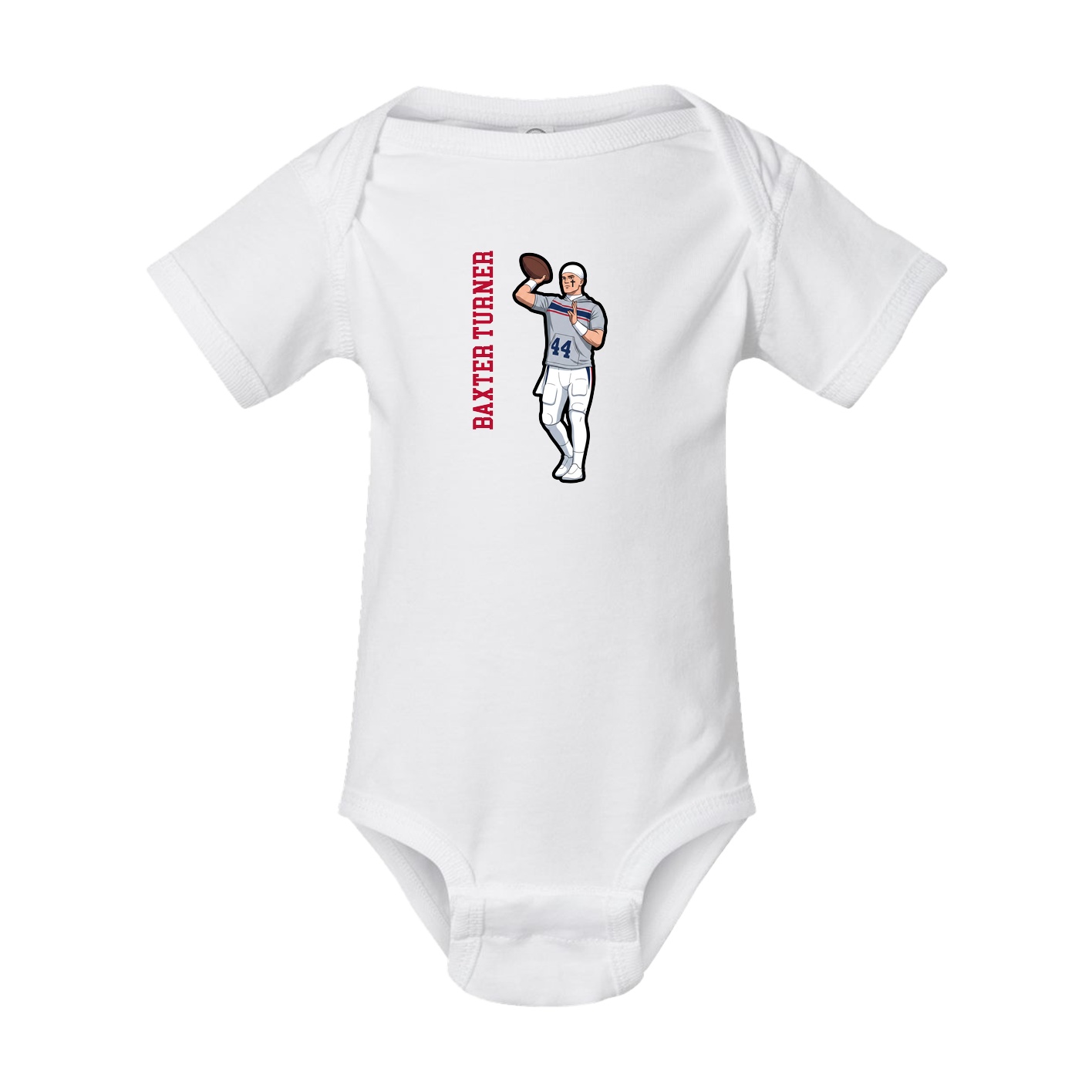 Baby Onesie — Name Vertical in White