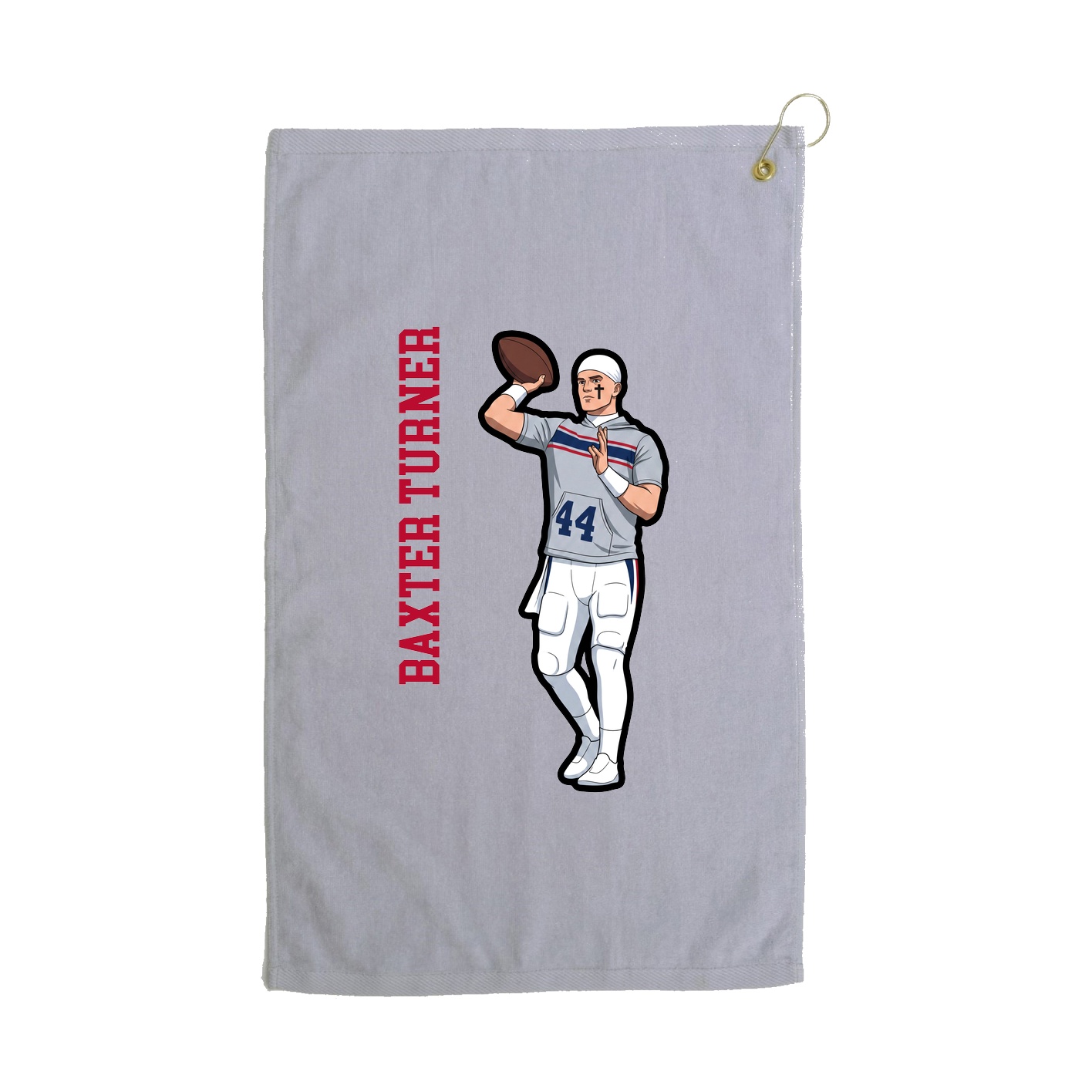 Golf Towel — Name Vertical in Grey