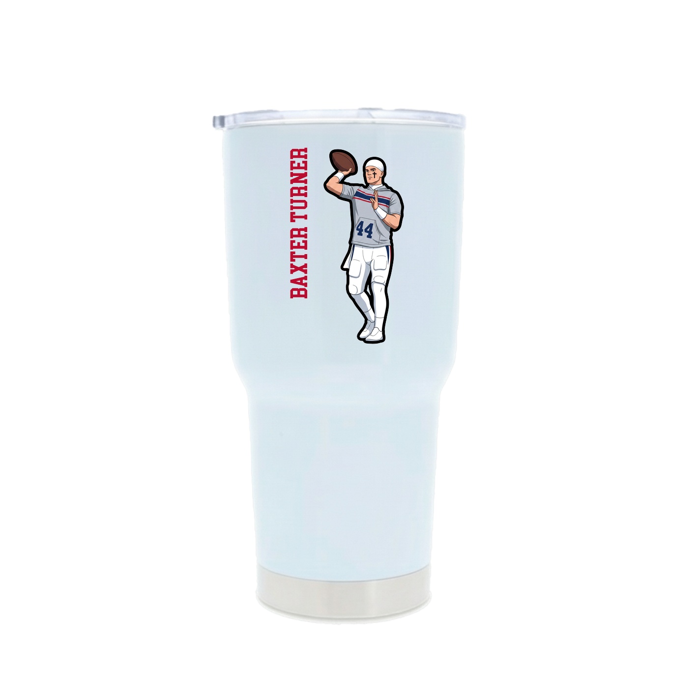 30oz Stainless Steel Tumbler — Name Vertical in White