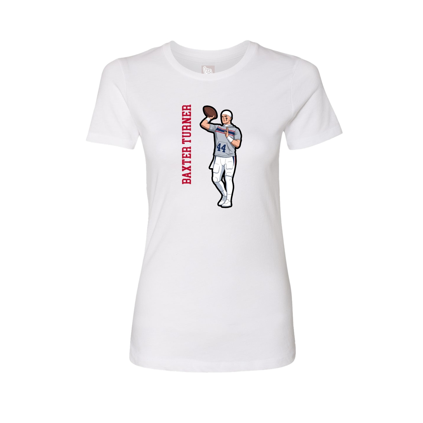 Womens Tee — Name Vertical in White