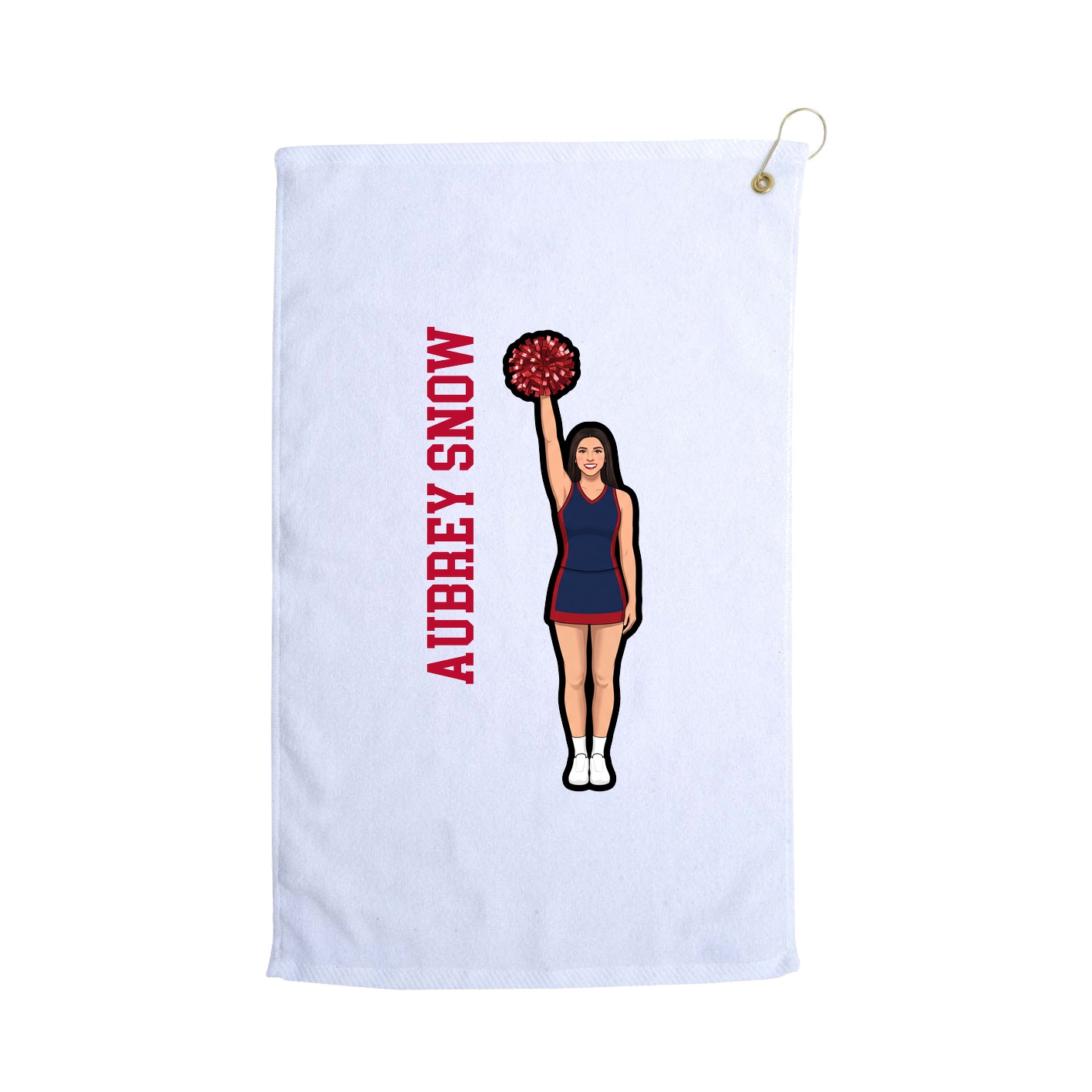Golf Towel — Name Vertical in White
