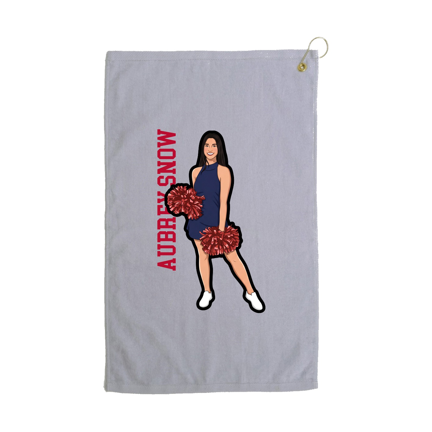 Golf Towel — Name Vertical in Grey