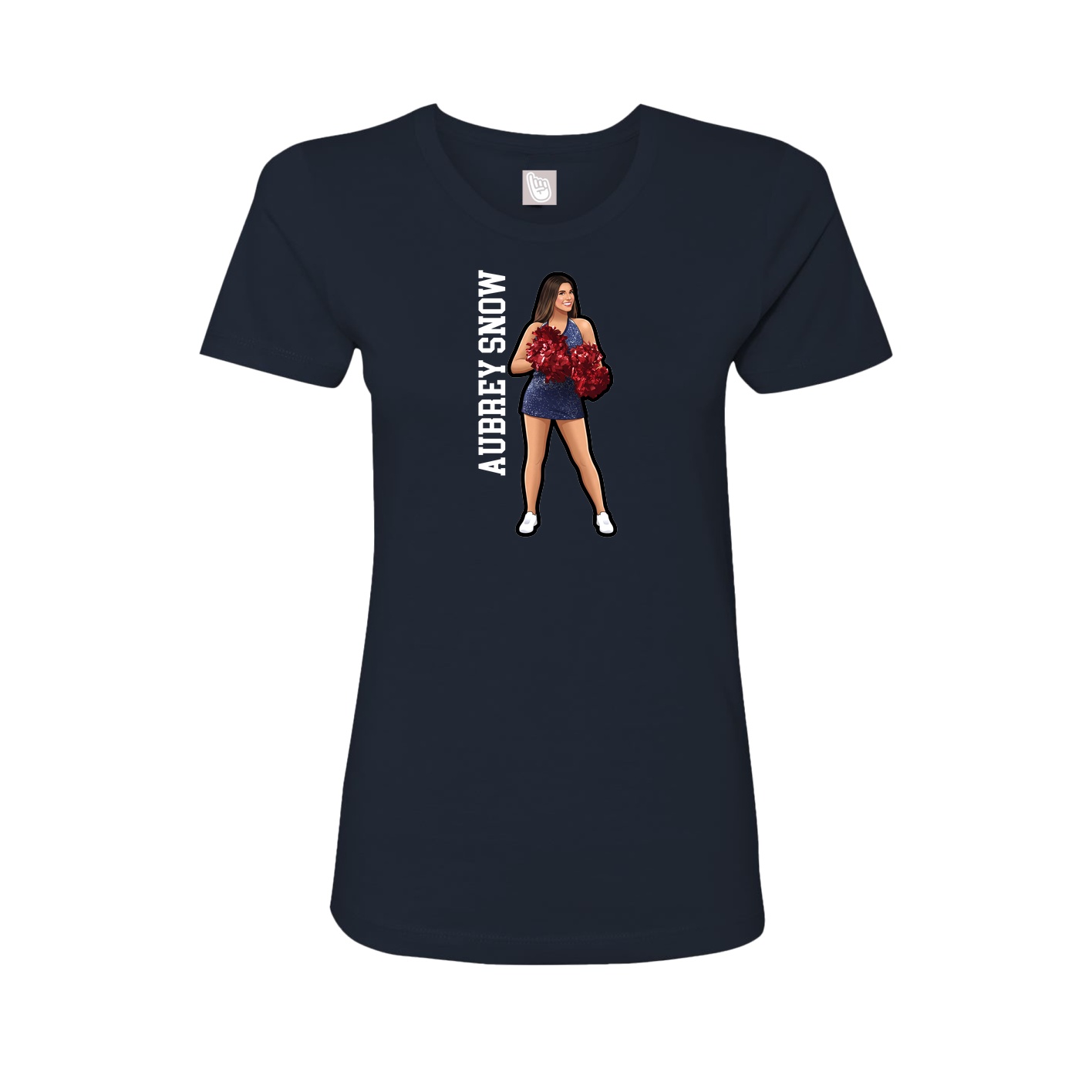 Fitted Women's Tee — Name Vertical in Navy
