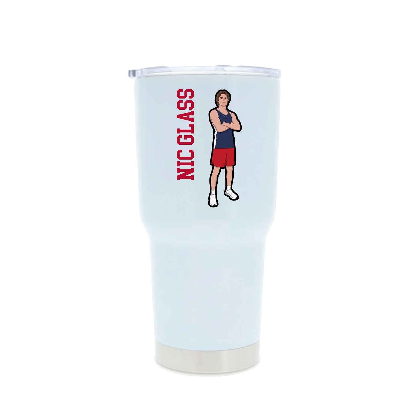30oz Stainless Steel Tumbler — Name Vertical in White