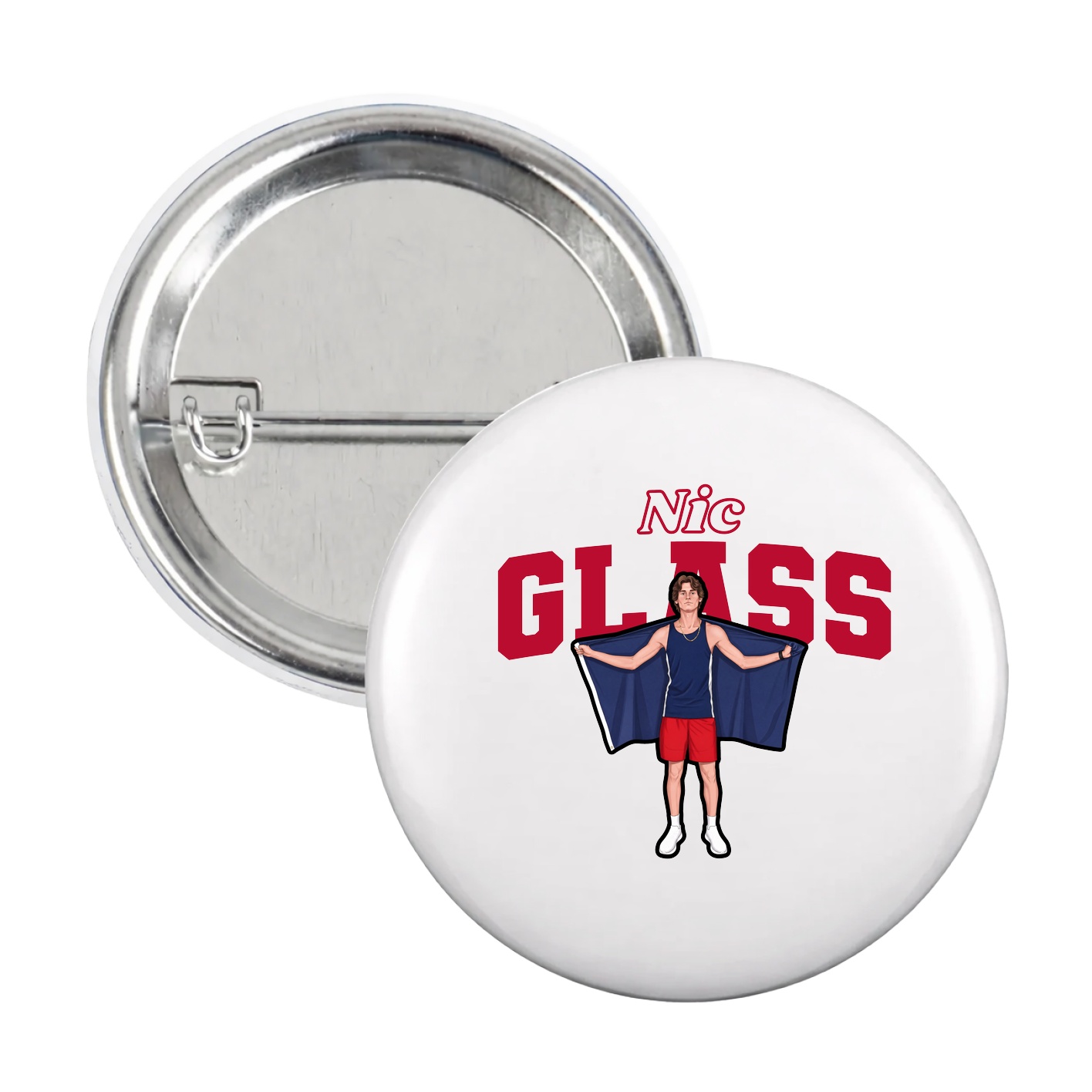 Game Day Button — Name Arch in White