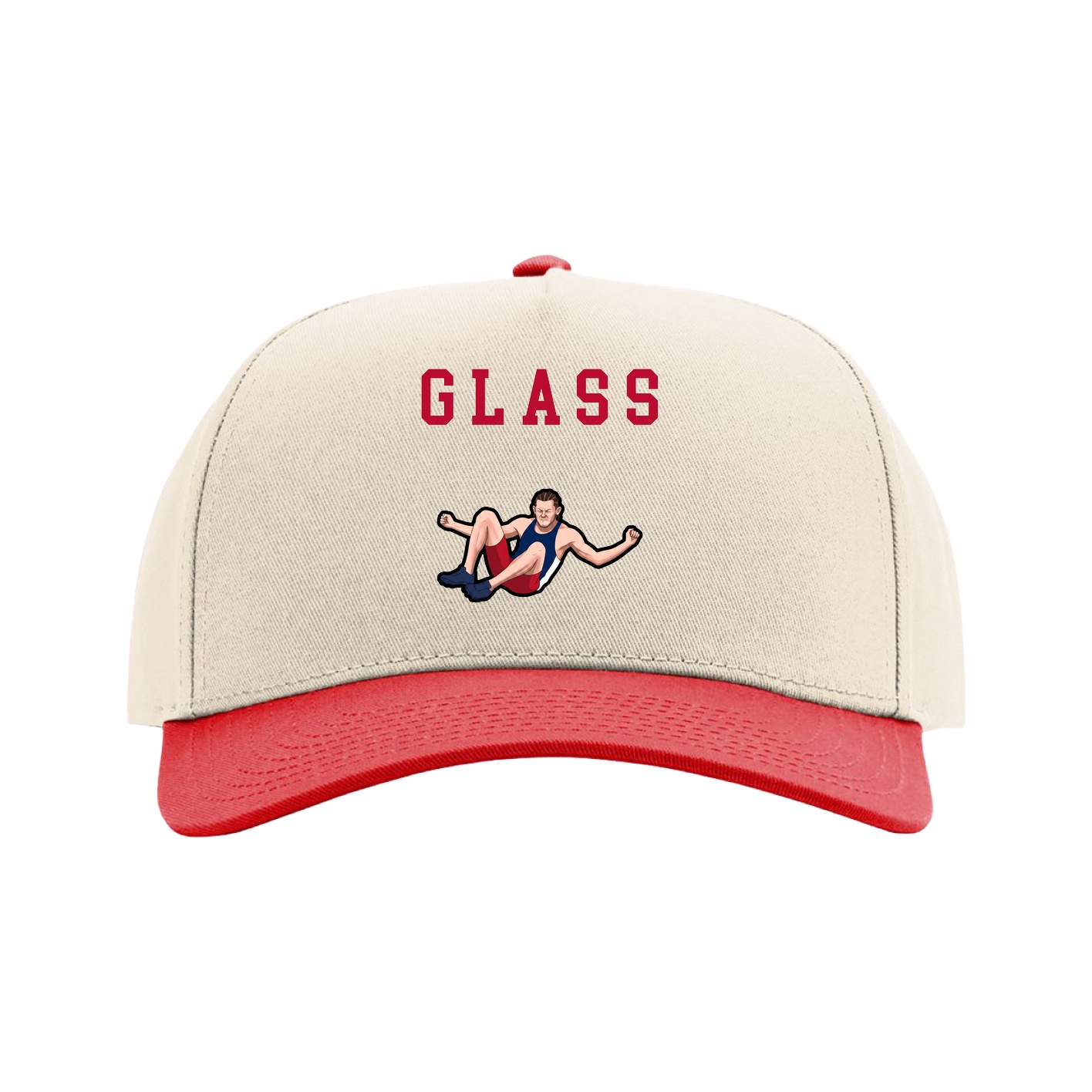 Full Fabric Five-Panel Champ Cap — Shirsey in Cream/Red