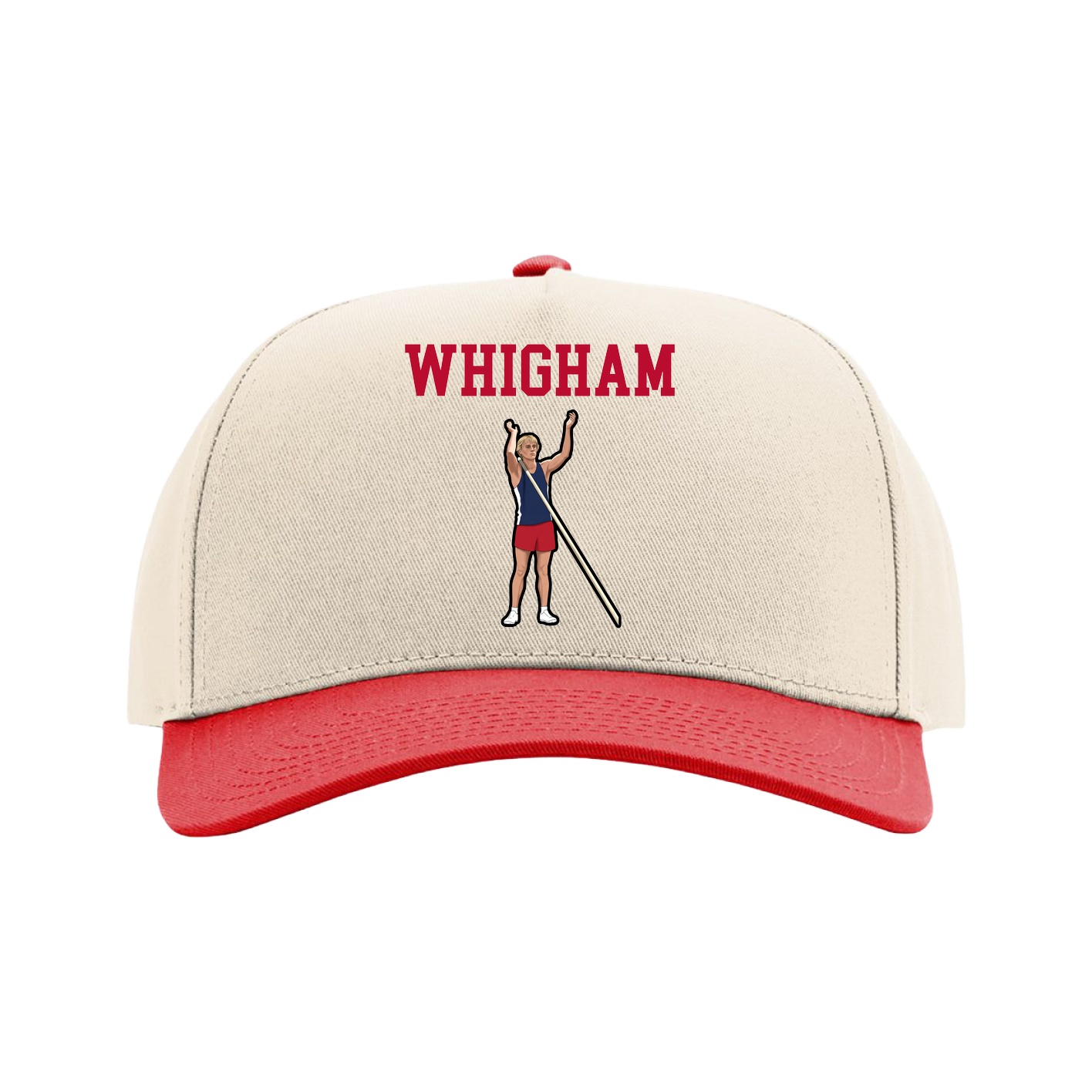 Full Fabric Five-Panel Champ Cap — Shirsey in Cream/Red