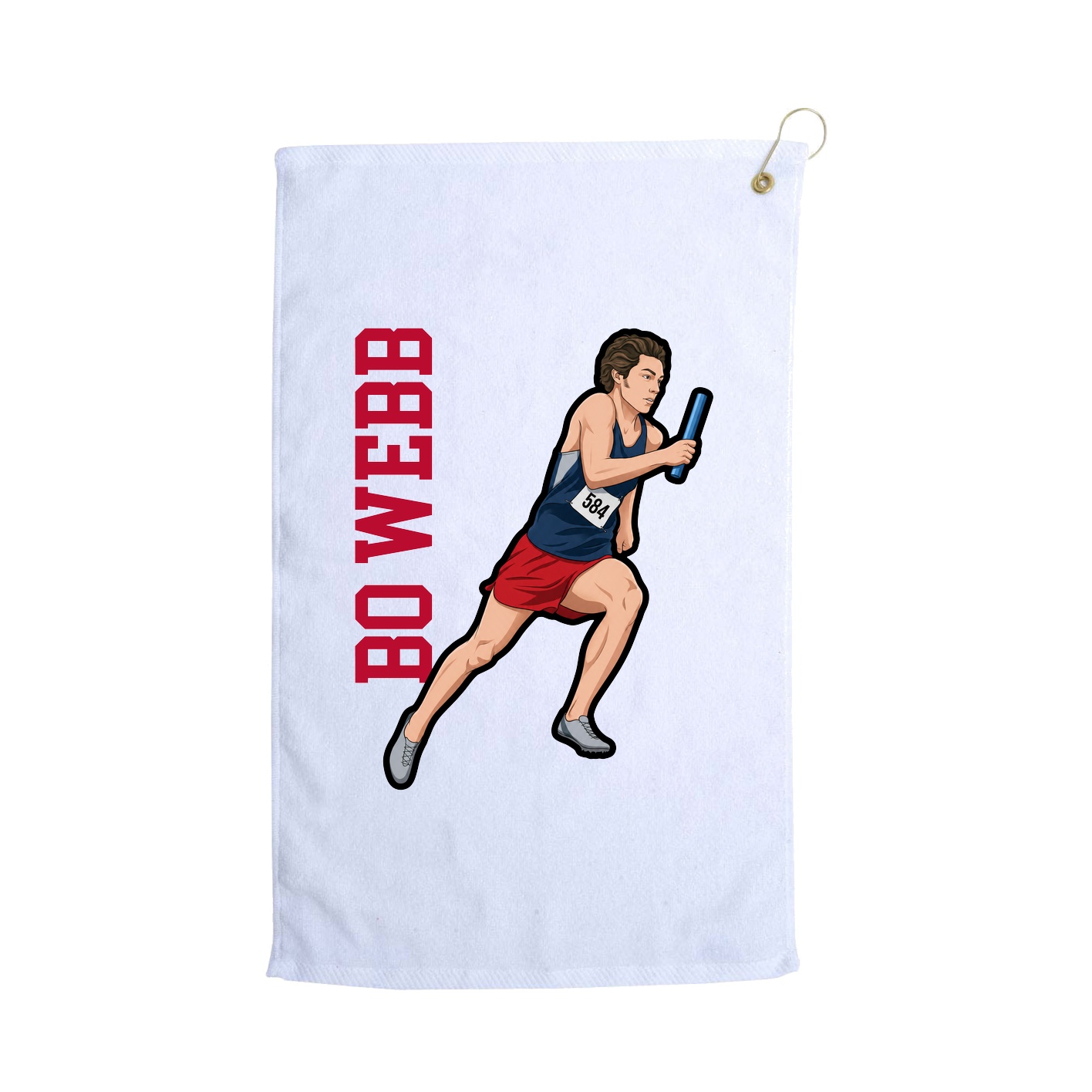 Golf Towel — Name Vertical in White