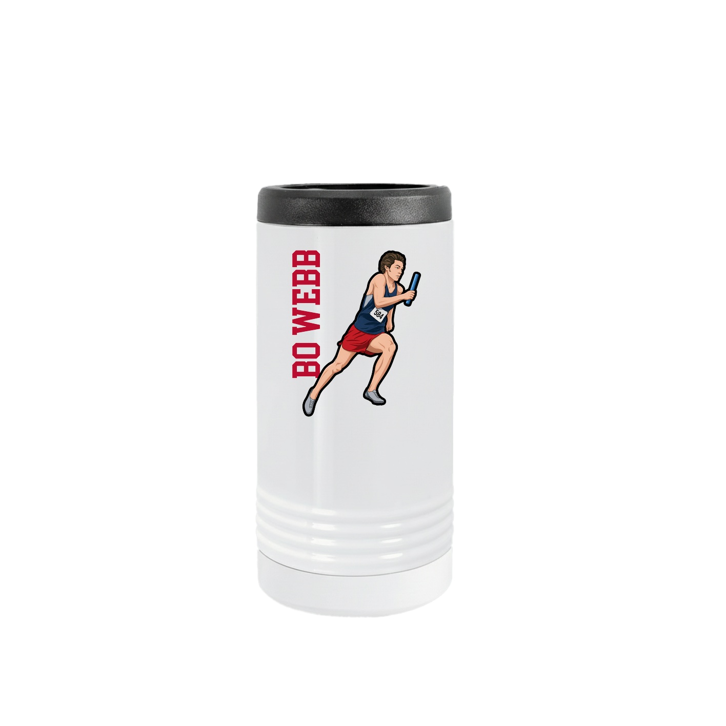 Slim Beverage Holder — Name Vertical in White