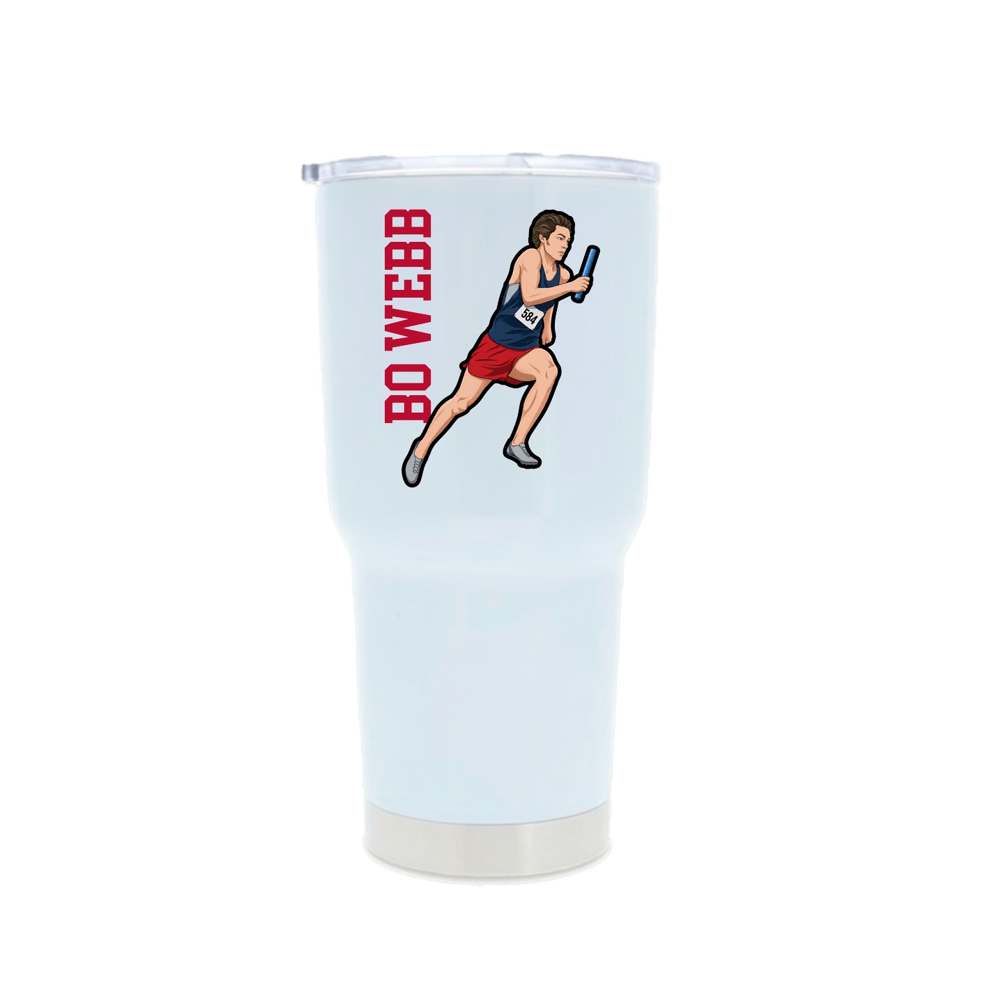 30oz Stainless Steel Tumbler — Name Vertical in White