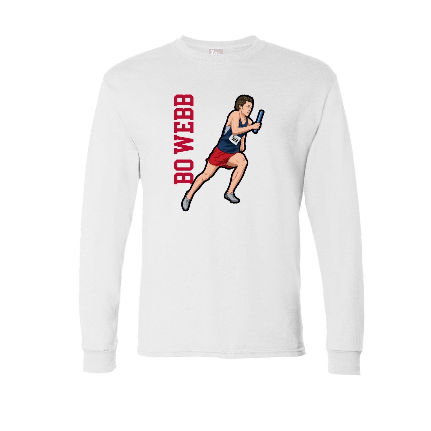 Long Sleeve Tee — Name Vertical in White