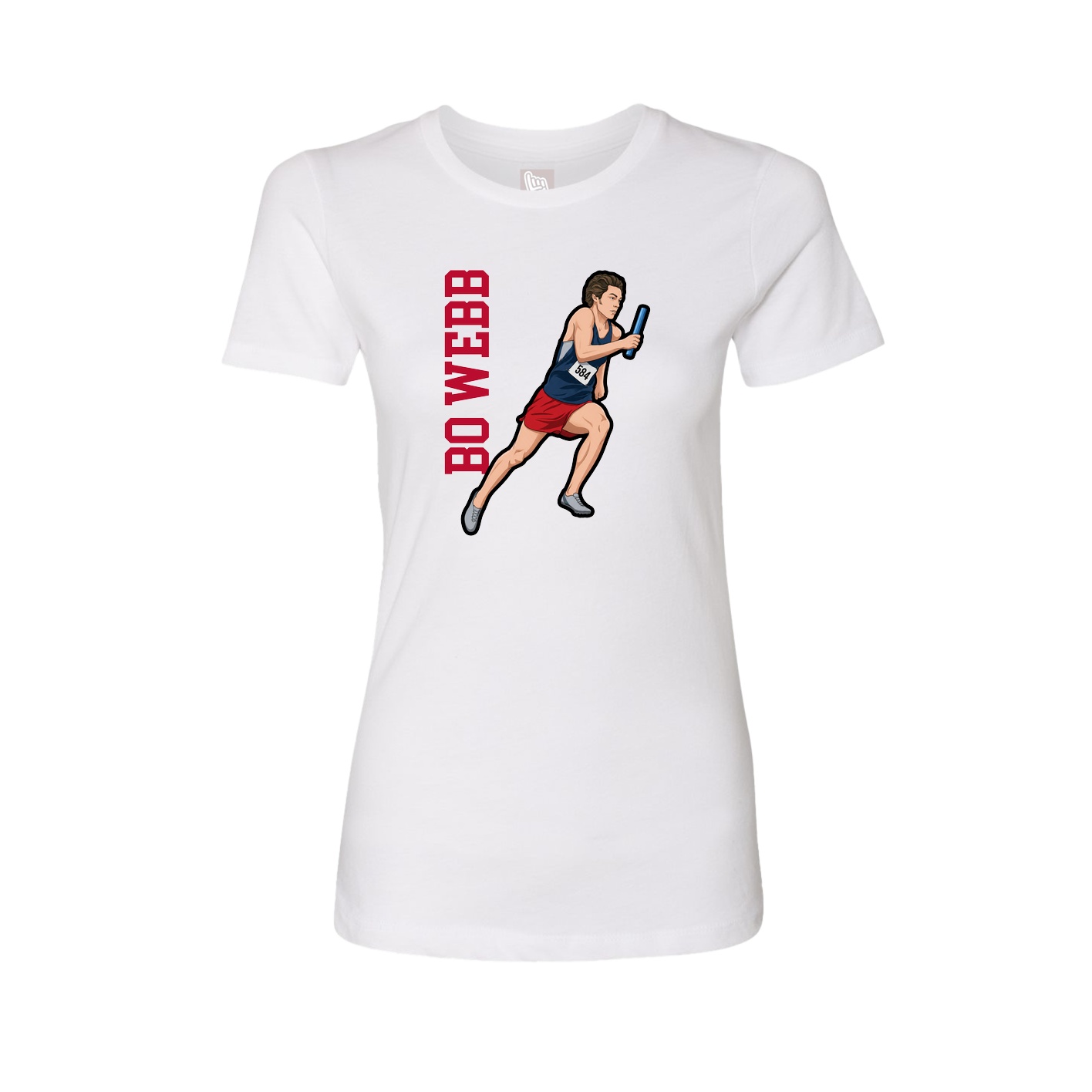Fitted Women's Tee — Name Vertical in White