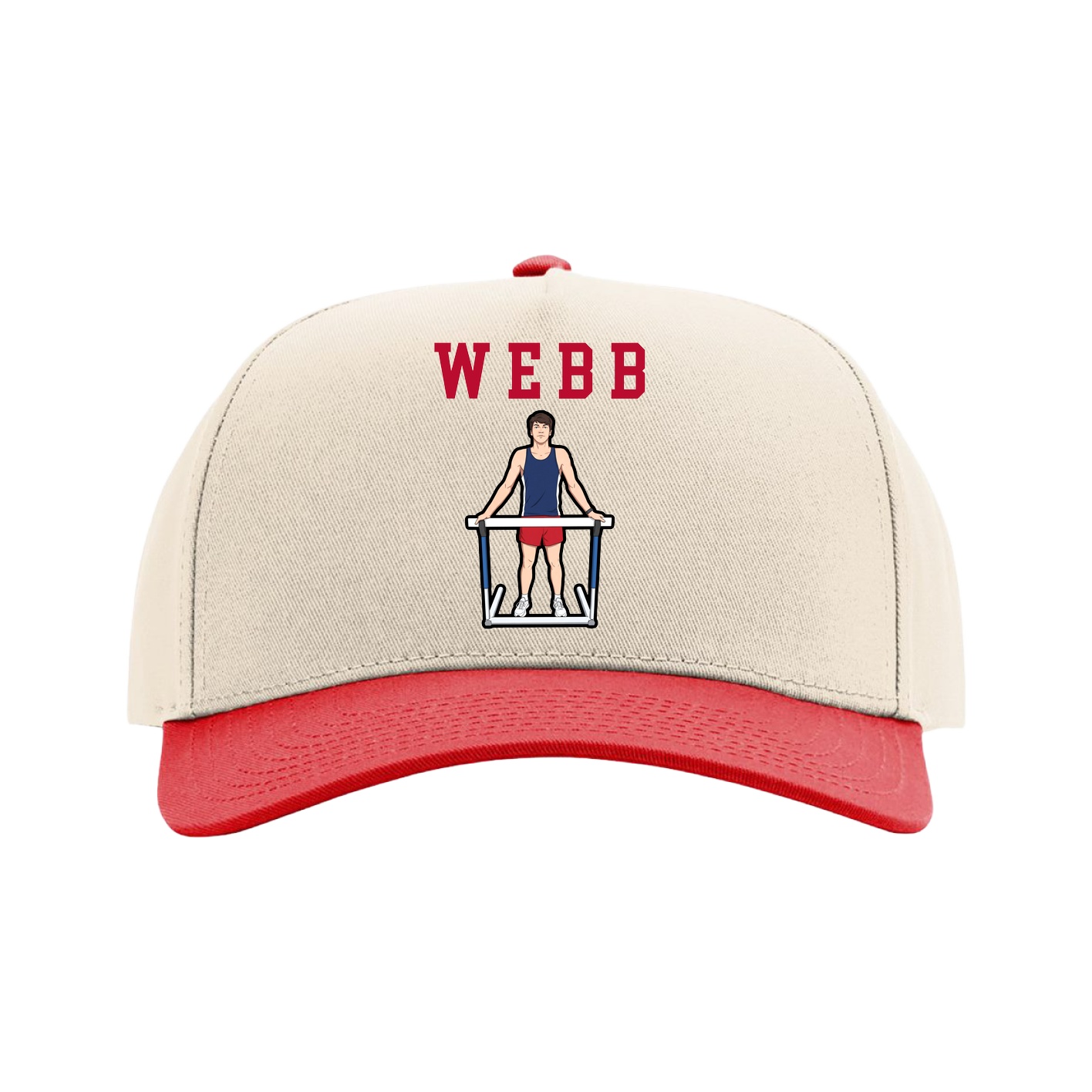 Full Fabric Five-Panel Champ Cap — Shirsey in Cream/Red