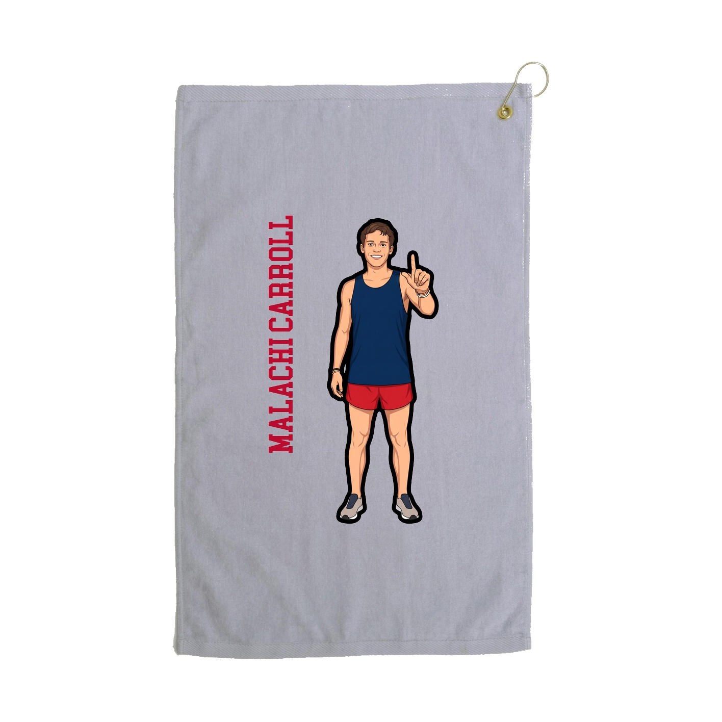 Golf Towel — Name Vertical in Grey