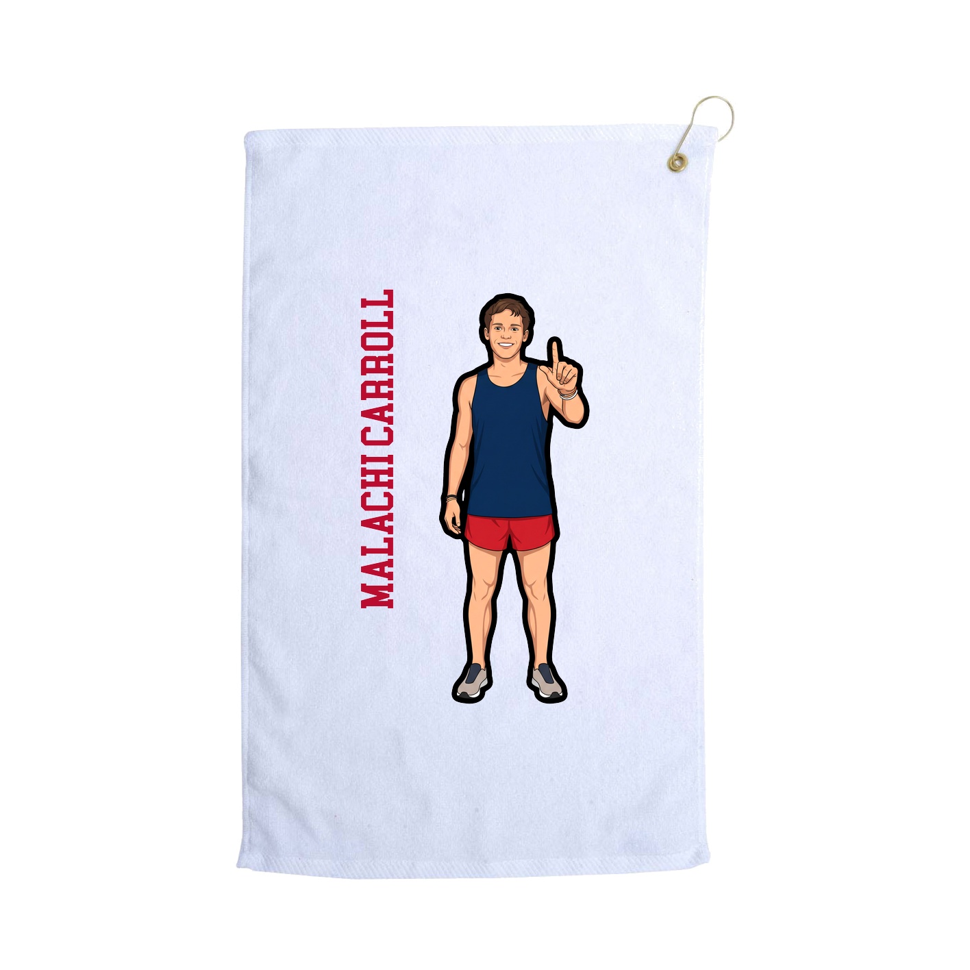 Golf Towel — Name Vertical in White