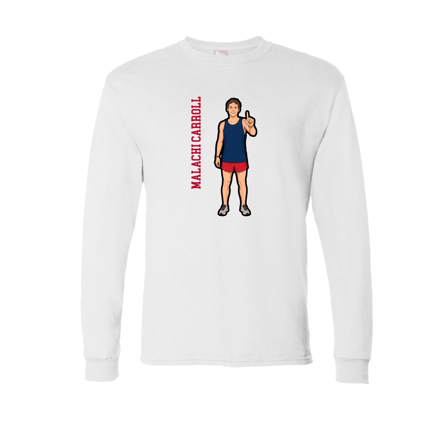 Long Sleeve Tee — Name Vertical in White