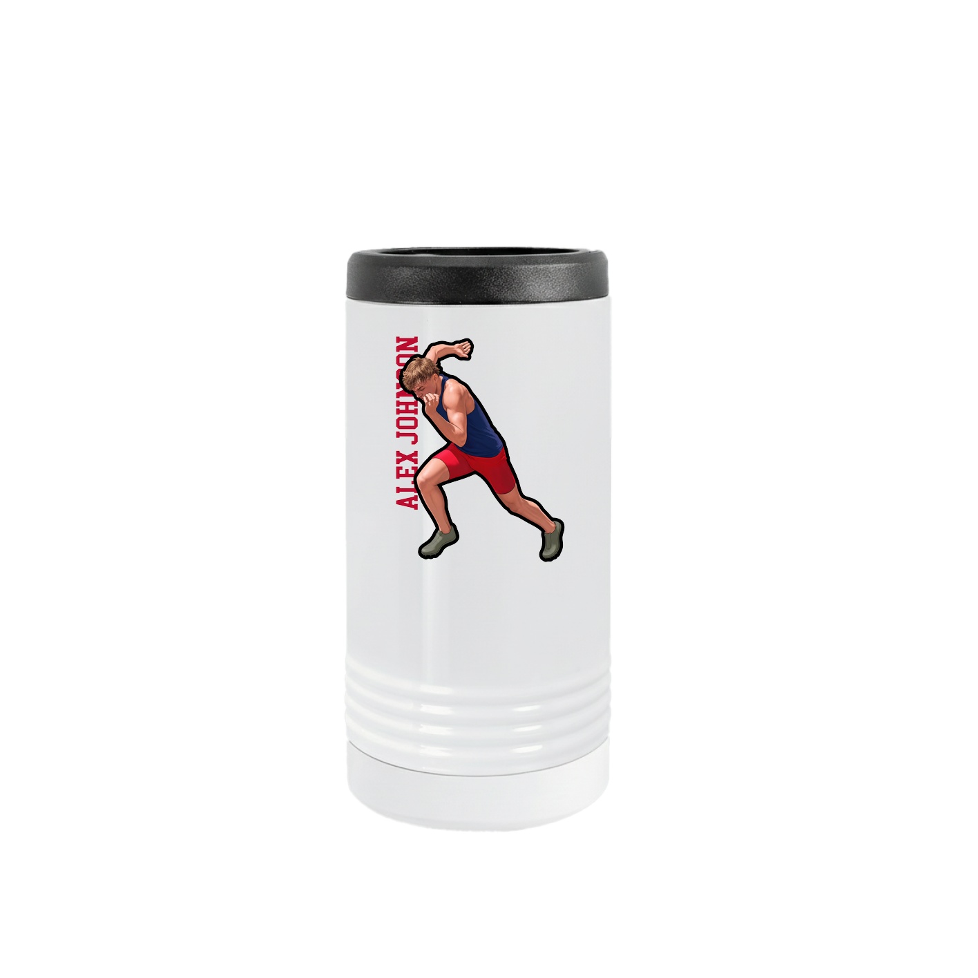 Slim Beverage Holder — Name Vertical in White