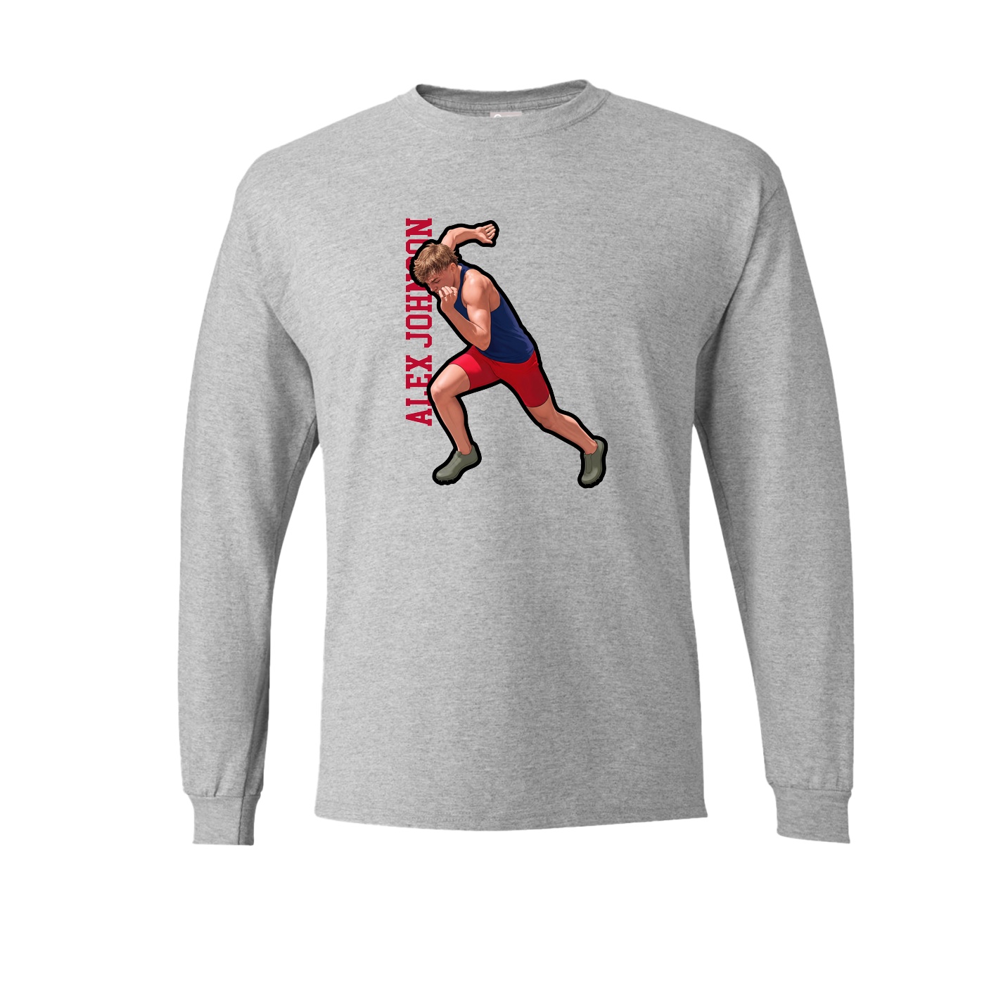 Long Sleeve Tee — Name Vertical in Grey