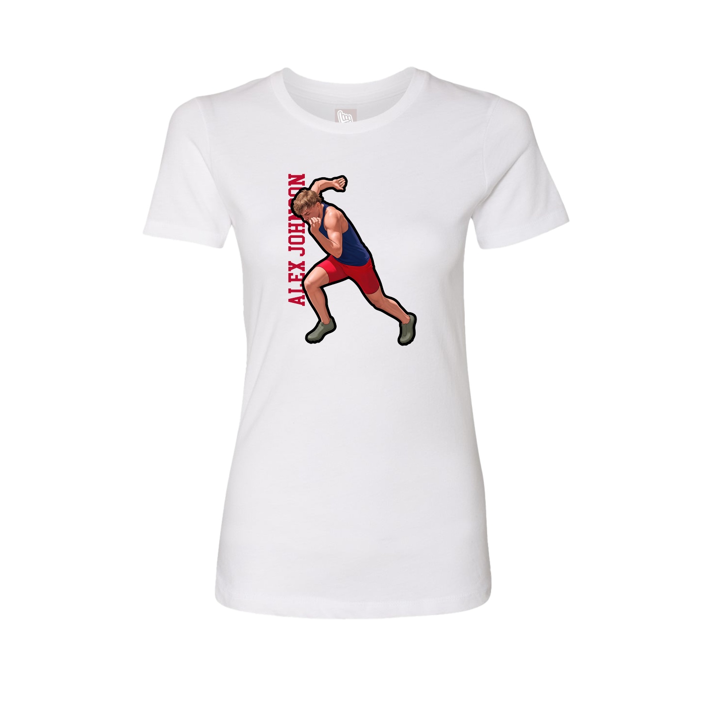 Fitted Women's Tee — Name Vertical in White