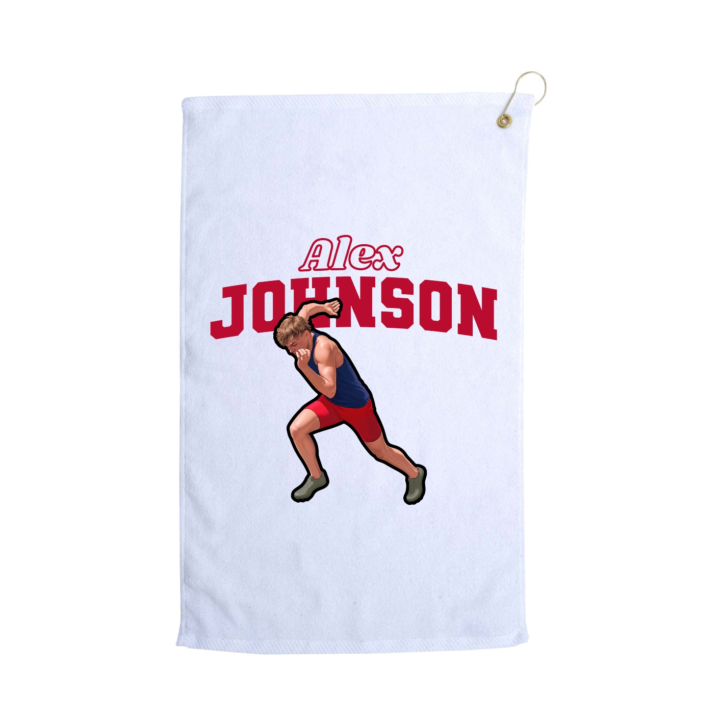 Golf Towel — Name Arch in White