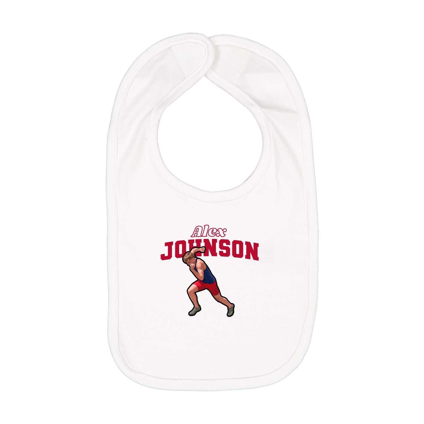 Infant Bib — Name Arch in White