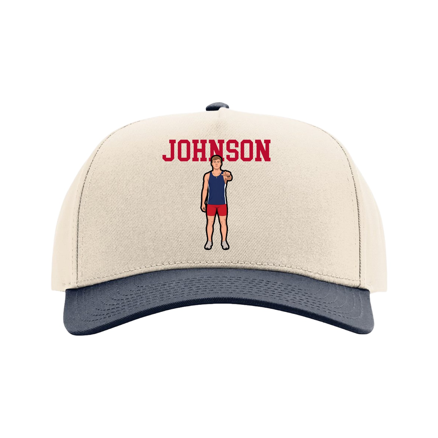 Full Fabric Five-Panel Champ Cap — Shirsey in Cream/Navy