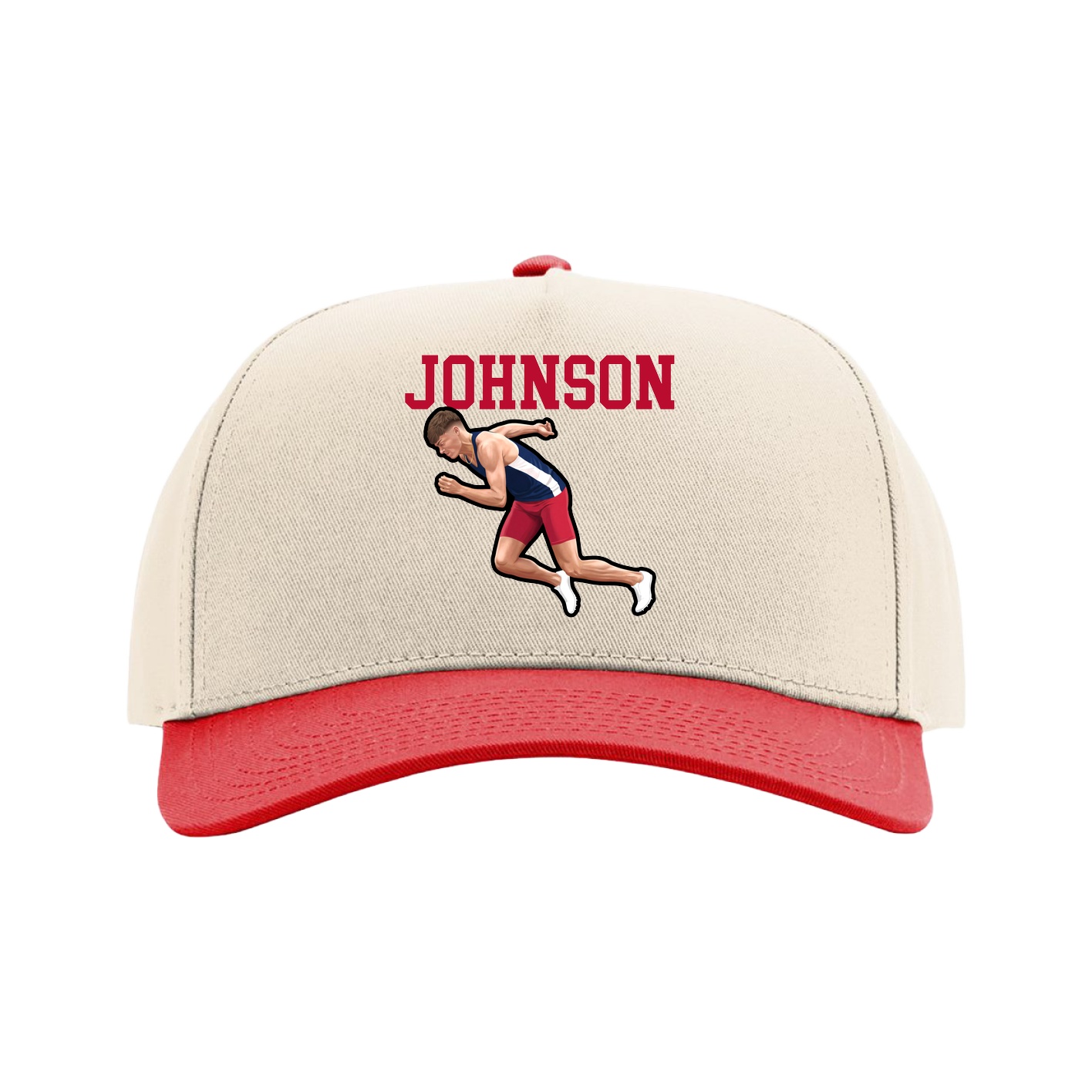 Full Fabric Five-Panel Champ Cap — Shirsey in Cream/Red