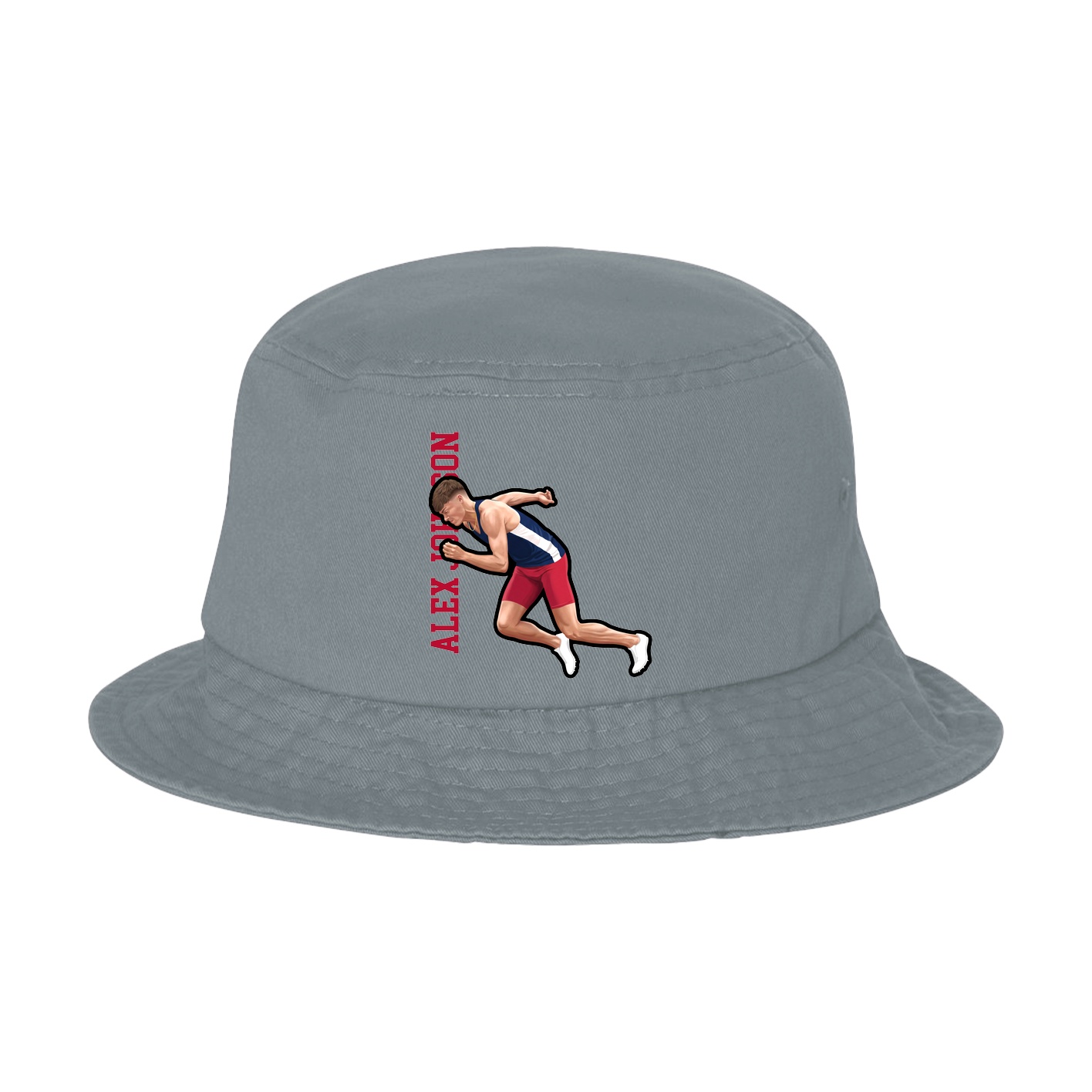 Bucket Cap — Name Vertical in Grey