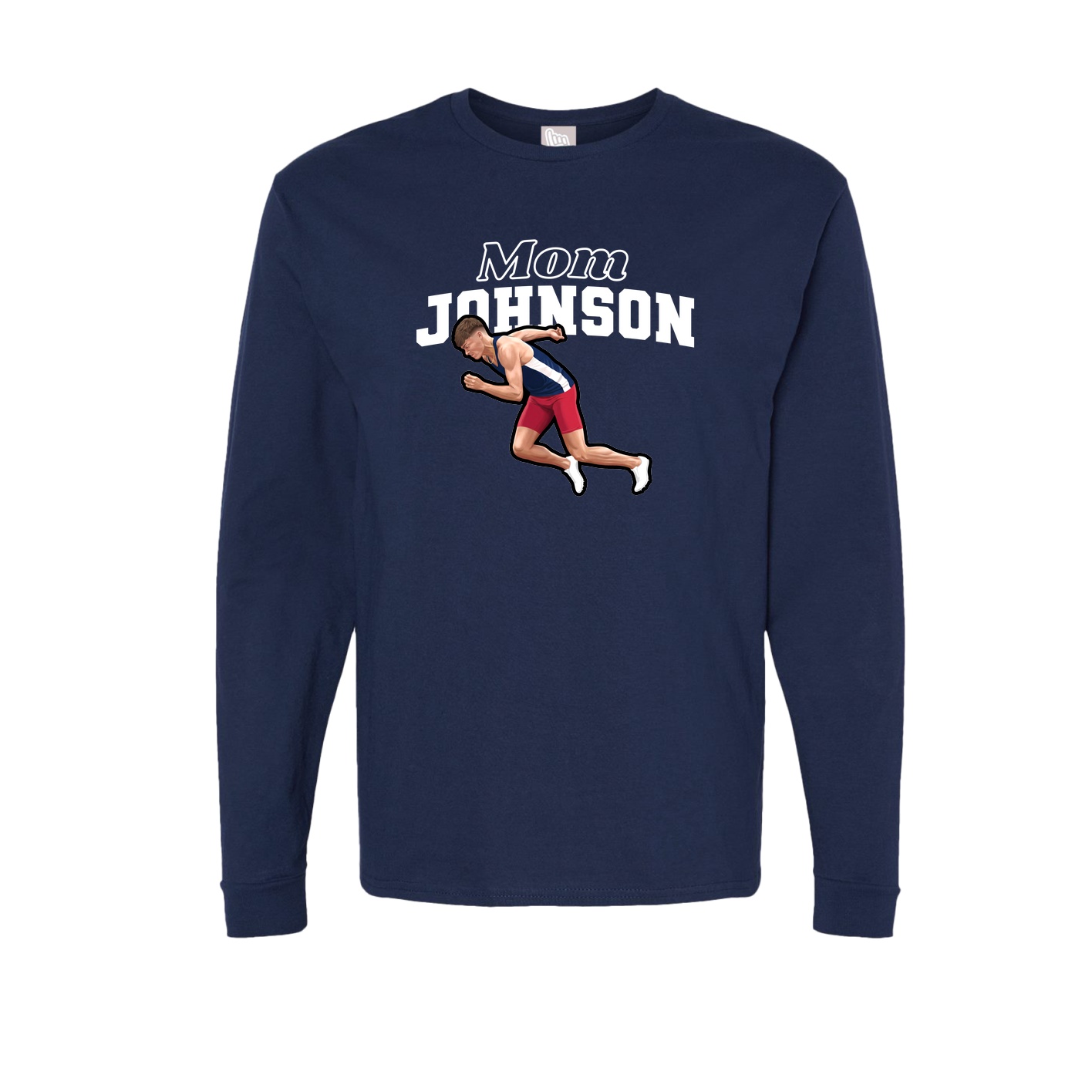 Long Sleeve Tee — Mothers Day Block in Navy