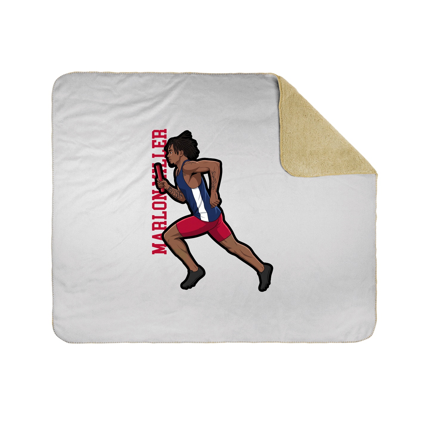 Throw Blanket — Name Vertical in White