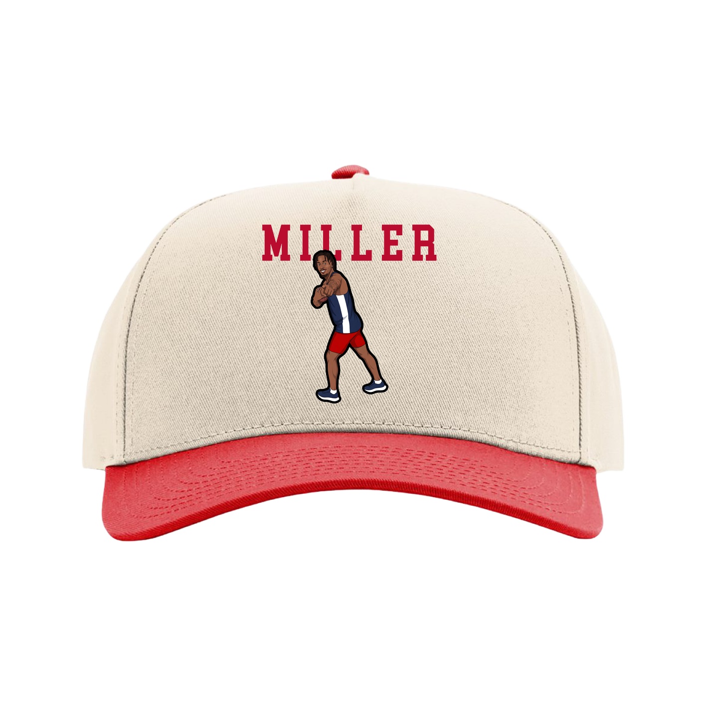 Full Fabric Five-Panel Champ Cap — Shirsey in Cream/Red