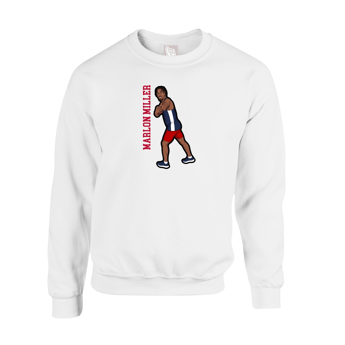 Fleece Crew — Name Vertical in White