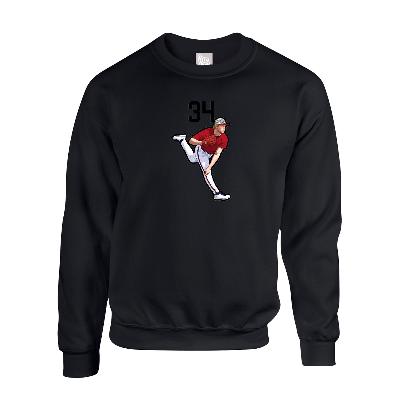 Fleece Crew — Number Top in Black