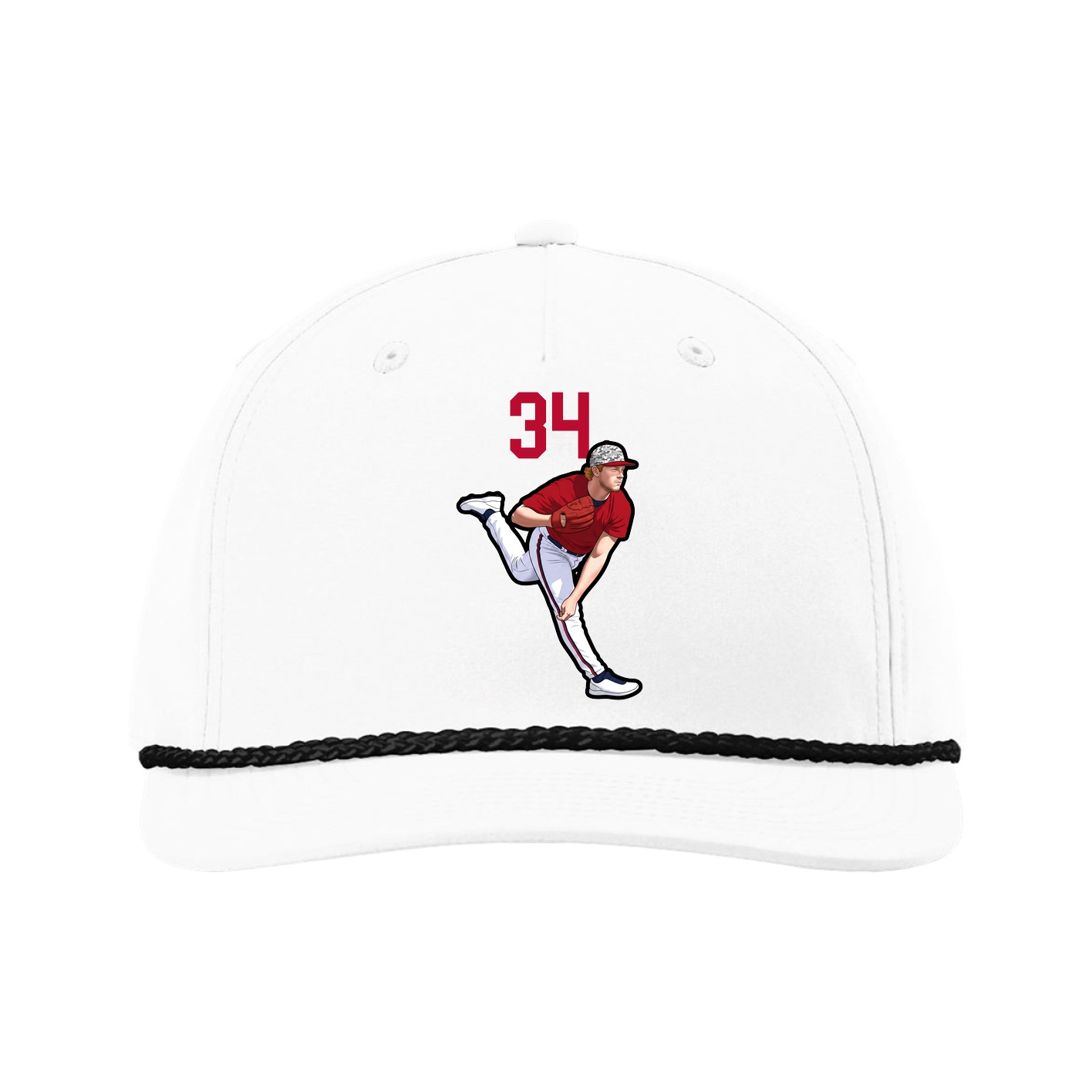 Five-Panel Classic Rope Cap — Number Top in White