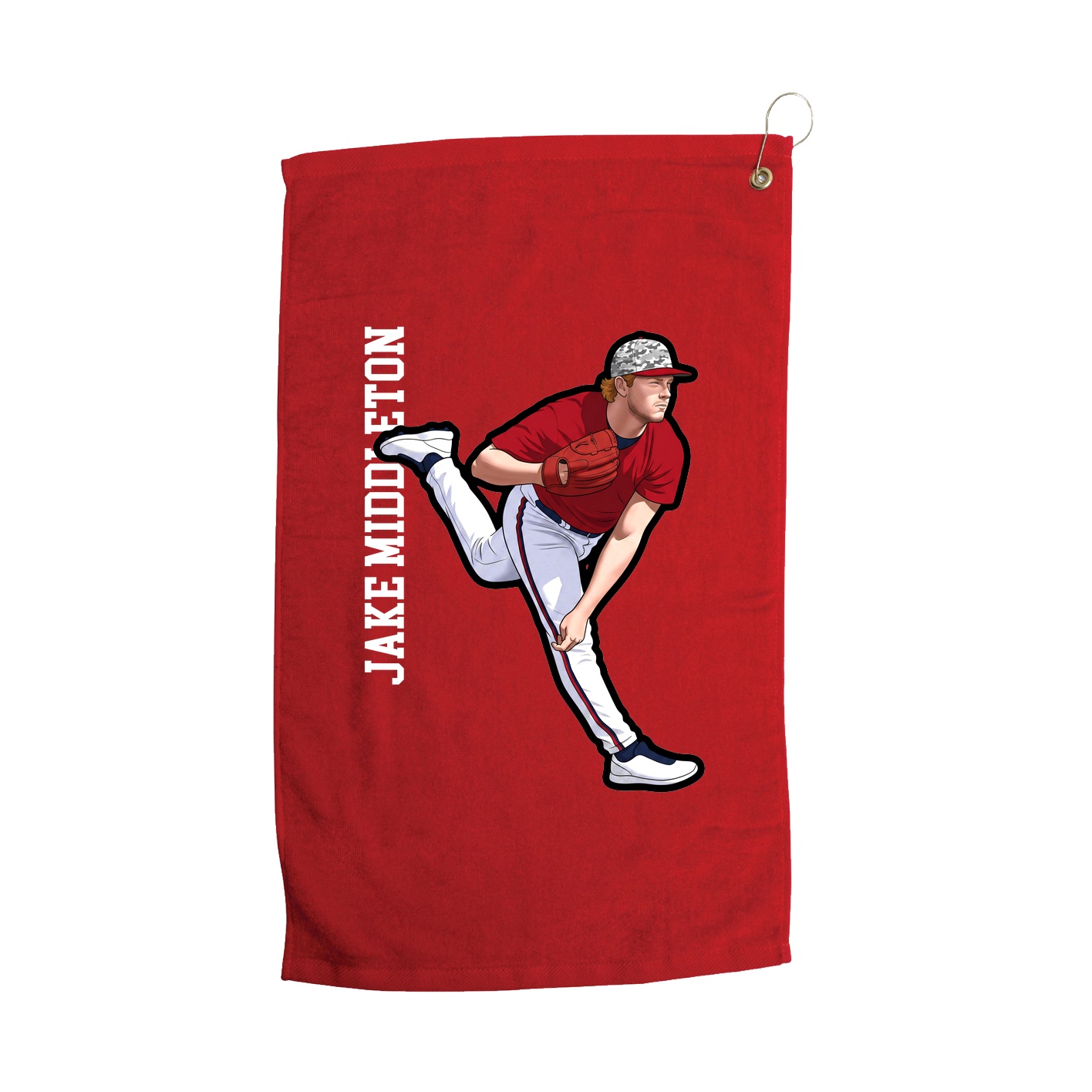 Golf Towel — Name Vertical in Red