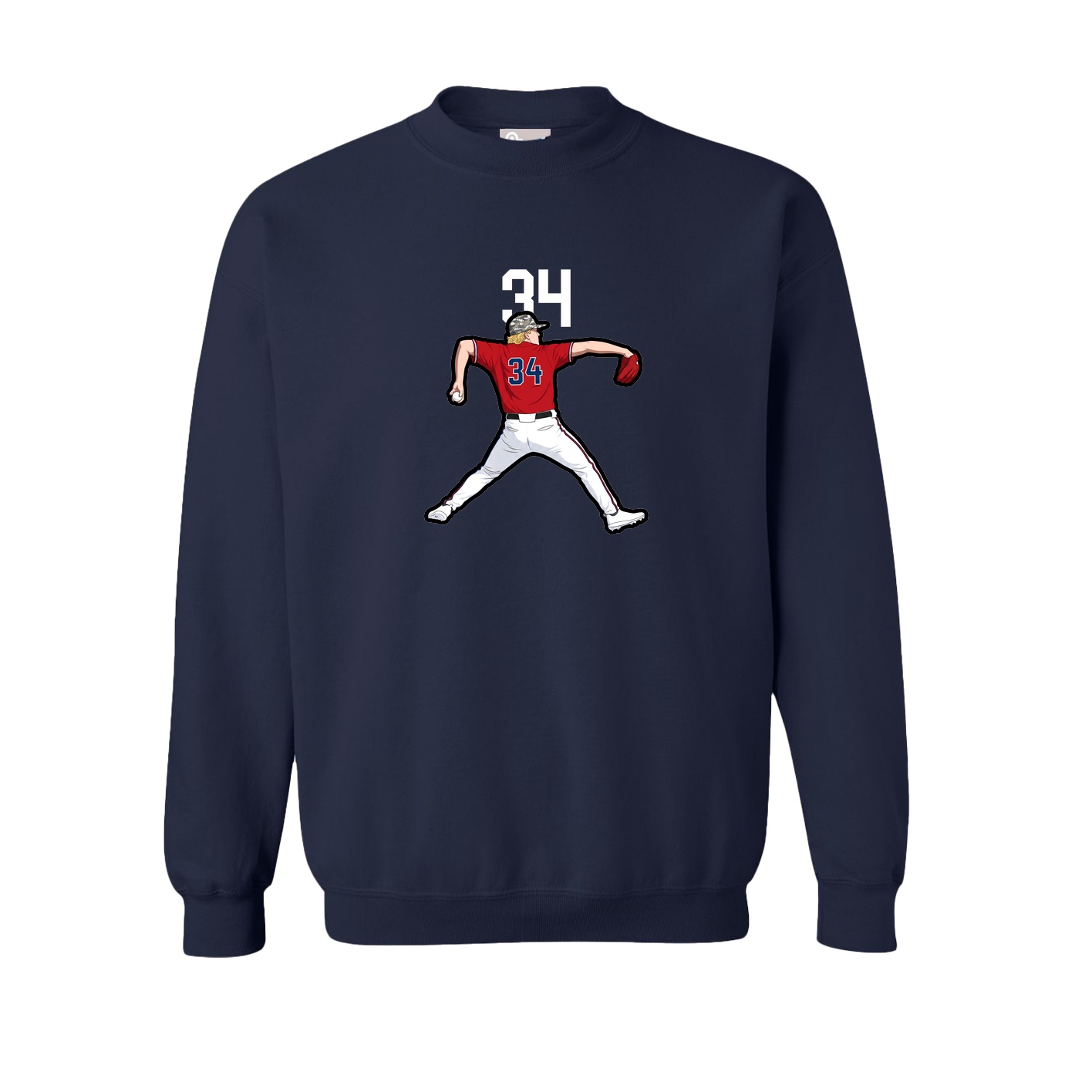 Fleece Crew — Number Top in Navy